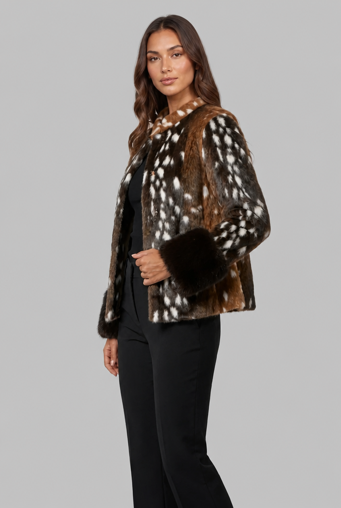 Bambi Faux Fur Jacket with Contrast Cuffs