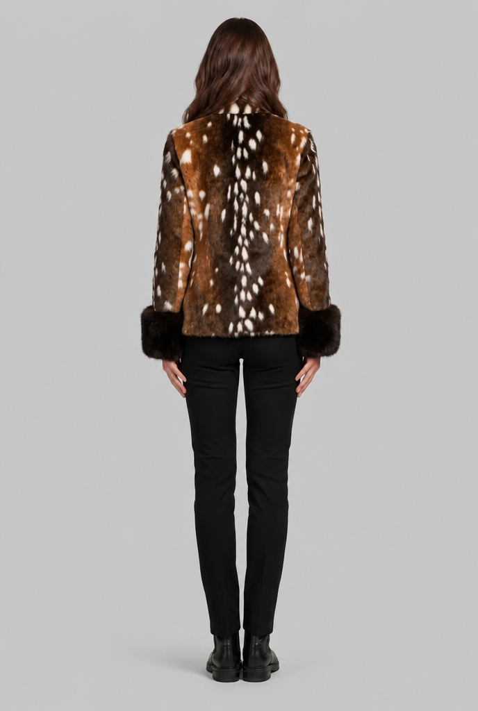 Bambi Faux Fur Jacket with Contrast Cuffs