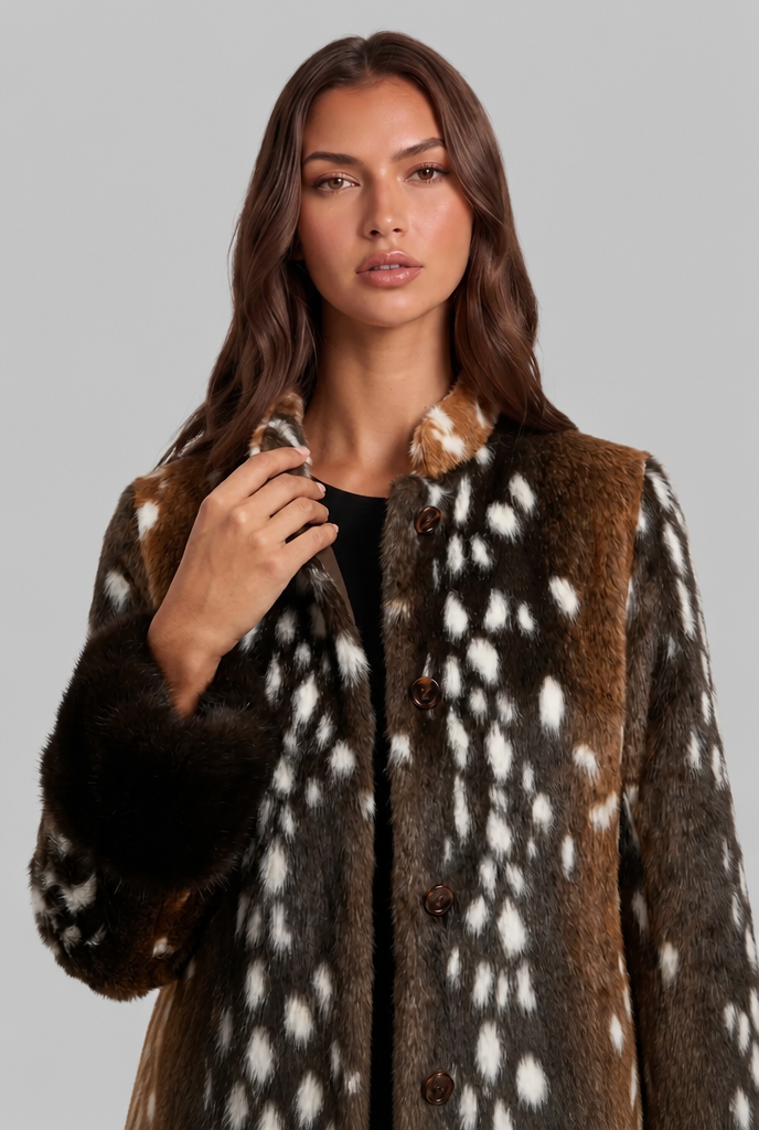 Bambi Faux Fur Jacket with Contrast Cuffs