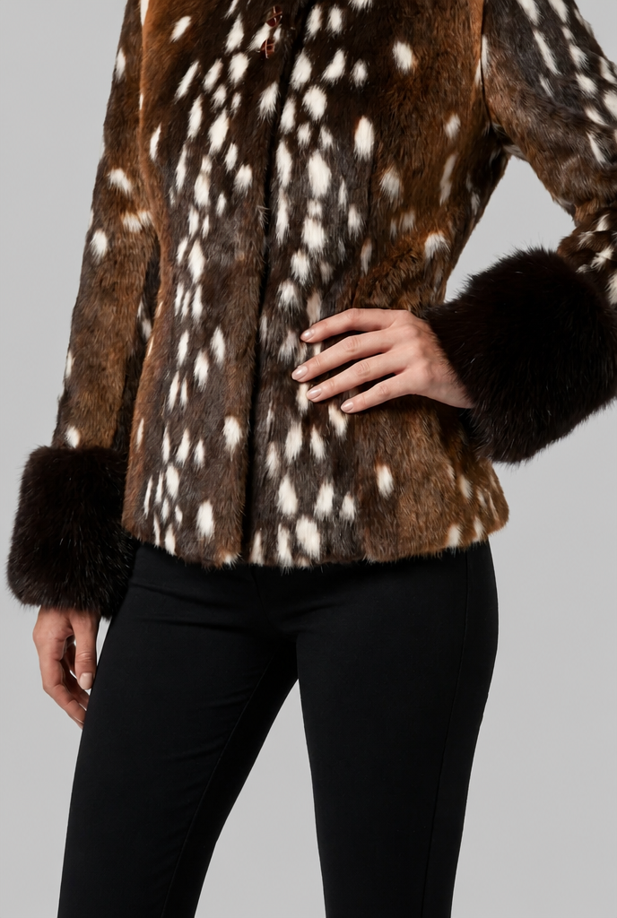 Bambi Faux Fur Jacket with Contrast Cuffs