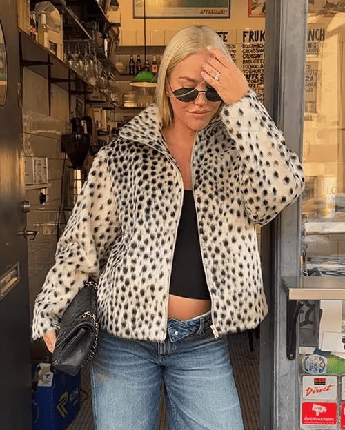 Leopard Faux Fur Jacket & Mini Skirt Set